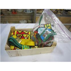 BOY SCOUT BADGES, 2 SASHES, AND BELTS