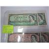 Image 2 : 6 CANADIAN BILLS 2 - 1954 $1 BILLS 2 1954 $2 BILLS 2 1973 $1 BILLS