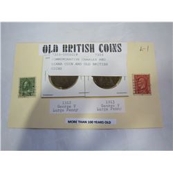 COMMEMORATIVE CHARLES AND DIANA COIN AND OLD BRITISH COINS
