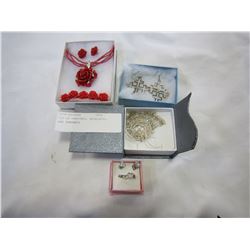 LOT OF EARRINGS, NECKLACES, AND PENDANTS