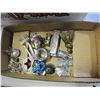 Image 2 : BOX OF HATS, GLOVES, SUSPENDERS, TRAY OF METAL DECORATIONS, AMETHYST AND BEADS