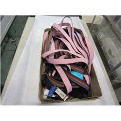 TRAY OF LEASHES AND PET COLLARS
