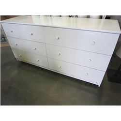 WHITE 6 DRAWER ROLLING DRESSER