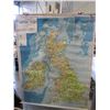 Image 1 : VINTAGE CANVAS ROLL-UP MAP OF BRITISH ISLES - 1952 NICE CONDITION