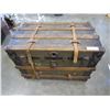 Image 1 : ANTIQUE WOOD AND LEATHER BOUND TRUNK