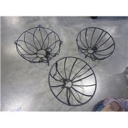 3 13" BLACK METAL HANGING PLANT BASKETS