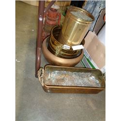 LOT OF BRASS, COPPER, AND PLASTIC PLANTERS