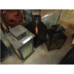3 BLACK METAL OUTDOOR LANTERNS