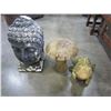 Image 1 : LOT OF 3 GARDEN ART FIGURES - ALL MADE OF CEMENT