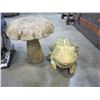 Image 2 : LOT OF 3 GARDEN ART FIGURES - ALL MADE OF CEMENT