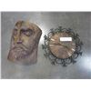 Image 1 : METAL GERMAN WALL CLOCK AND VINTAGE AND WOOD CARVED MASK FROM POLLAND