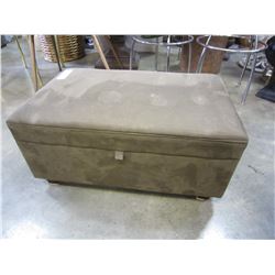 SMALL BROWN MICROFIBER OTTOMAN W/ STORAGE