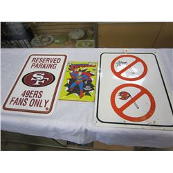 LOT OF 3 SIGNS - SUPERMAN, RESERVED PARKING, NO SMOKING