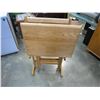 Image 1 : 2 OAK TV TRAYS ON STAND