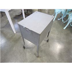 ROLLING METAL LIFT TOP STORAGE CABINET