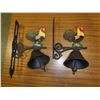 Image 1 : 2 WALL MOUNT CAST IRON ROOSTER BELLS