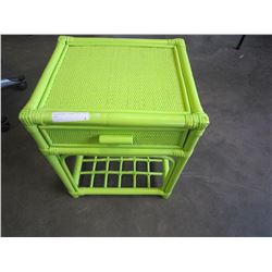 GREEN WICKER 1 DRAWER SIDE TABLE