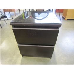 BLACK GLASSTOP 2 DRAWER NIGHTSTAND