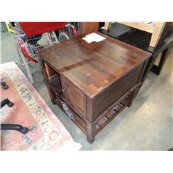 ASHLEY FLOOR MODEL END TABLE W/ 1 CUPBOARD W/ POWER AND USB OUTLET - RETAIL $399