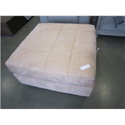 ASHLEY FLOOR MODEL BEIGE QUILTED SQUARE OTTOMAN, RETAIL $419