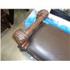 Image 3 : NEW ASHLEY HIGHLY CARVED AND BROWN LEATHER BENCH - RETAIL $1198