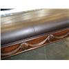 Image 4 : NEW ASHLEY HIGHLY CARVED AND BROWN LEATHER BENCH - RETAIL $1198