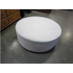 NEW ROUND MODERN LIGHT GREY MICROFIBER OTTOMAN - $699