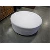 Image 1 : NEW ROUND MODERN LIGHT GREY MICROFIBER OTTOMAN - $699