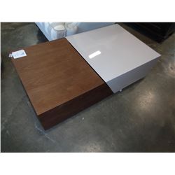 ASHLEY FLOOR MODEL MODERN COFFEE TABLE W/ SLIDING STORAGE