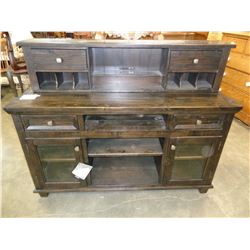 ASHLEY FLOOR MODEL 2 PIECE CONSOLE, DISTRESSED WITH POWER RETAIL $1712