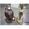 Image 1 : 2 ANTIQUE COFFEE LAMPS - 1 BURL