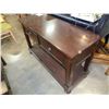 Image 2 : ASHLEY FLOOR MODEL 2 DRAWER CONSOLE MEDIA OR SOFA TABLE, DARK FINISH RETAIL $749