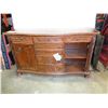 Image 1 : ASHLEY FLOOR MODEL HIGHLY CARVED MAHOGANY SERVER, MISSING ONE DOOR, RETAIL $2262