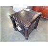 Image 1 : ASHLEY FLOOR MODEL RUSTIC FINISH END TABLE W/ PULL OUT TRAY