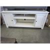 Image 1 : ASHLEY FLOOR MODEL WHITE 2 DOOR ETERTAINMENT STAND - NEEDS REPAIR AND COSMETIC DAMAGE