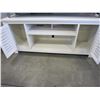 Image 2 : ASHLEY FLOOR MODEL WHITE 2 DOOR ETERTAINMENT STAND - NEEDS REPAIR AND COSMETIC DAMAGE