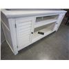Image 5 : ASHLEY FLOOR MODEL WHITE 2 DOOR ETERTAINMENT STAND - NEEDS REPAIR AND COSMETIC DAMAGE
