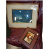 Image 1 : ORIGINAL DOG OIL PAINTING AND ORIGINAL ANTIQUE WATERCOLOR MOONLIGHT