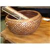 Image 2 : 3 EMBROIDERED TAPESTRIES AND WOVEN BASKET