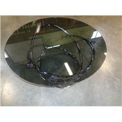 ROUND MODERN CHROME RING GLASSTOP COFFEE TABLE