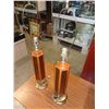 Image 1 : 2 VINTAGE BRASS AND AMBER SHADE LAMPS