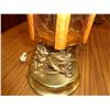 Image 4 : 2 VINTAGE BRASS AND AMBER SHADE LAMPS