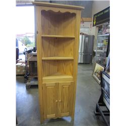 PINE CORNER CABINET DISPLAY SHELF