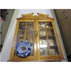CURIO WALL CABINET W/ CONTENTS
