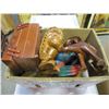 Image 1 : BOX OF WOOD CARVINGS, BOXES, AND WATER BUFFALO