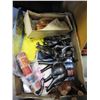 Image 1 : BOX OF CARVED WOODEN ELEPHANTS, KNITTINGS AND VINTAGE BOOKS