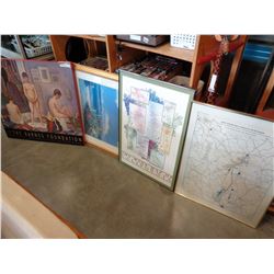 LOT OF 4 PRINTS IN FRAMES