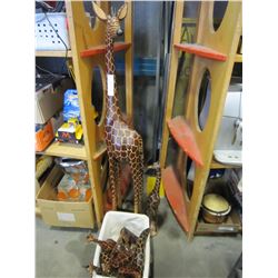 4-1/2FT GIRAFFE FIGURE AND BASKET OF GIRAFFE FIGURES