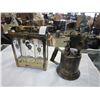 Image 1 : SMALL LIQUOR DECANTER SET AND ANTIQUE TORCH