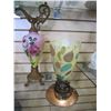 Image 1 : MID CENTURY TABLE LAMP AND GLASS AND METAL DECORATION